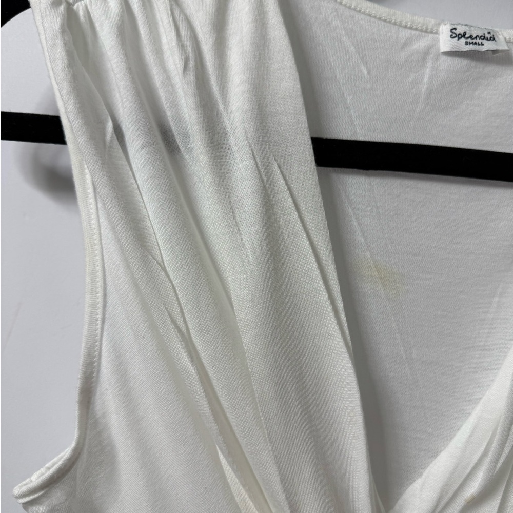 Splendid Top, S, White,Sleeveless, V Neck w/ gathered front Excellent Condition - Picture 7 of 11